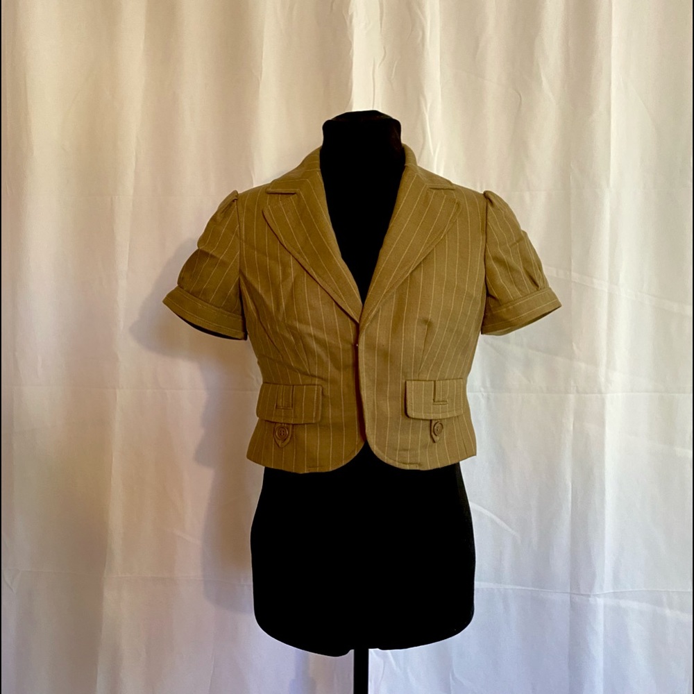 Ann Taylor Loft bolero tan pin stripe wool